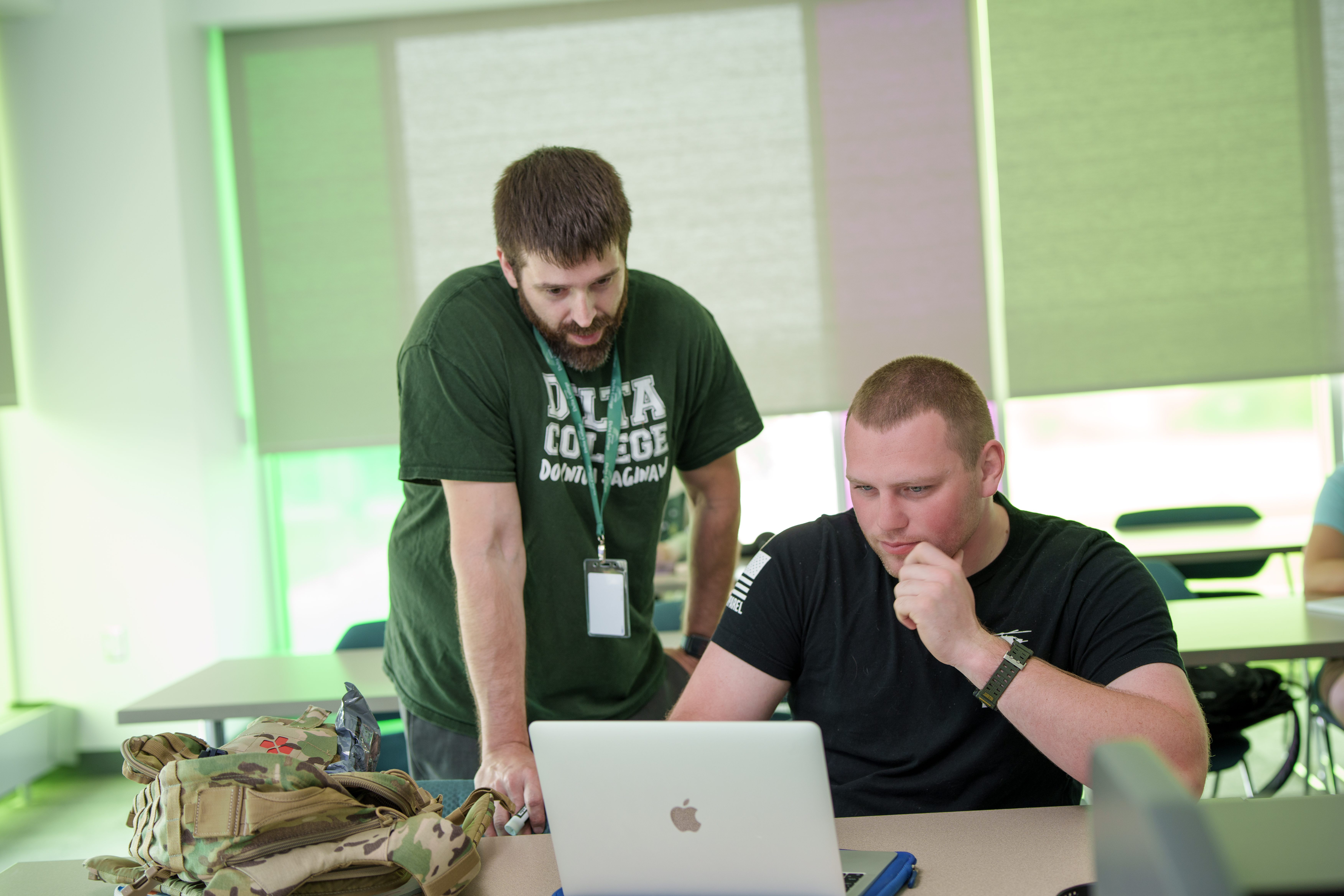 Delta College accounting student getting support from instructor