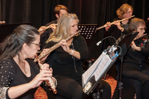 The Delta Flute Choir, led by Anne Livingston, will celebrate its 50th anniversary with a public concert Sunday, October 13 at 2pm in the Lecture Theater (G160).