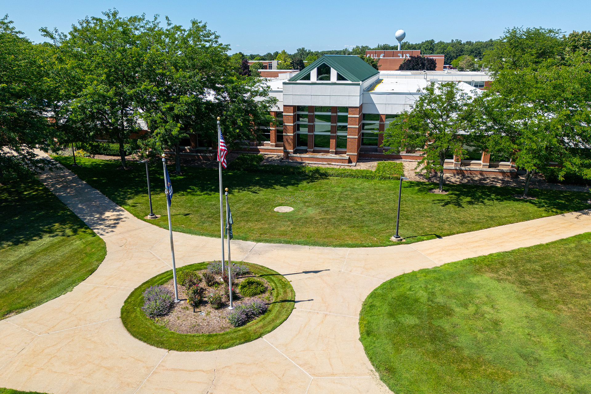 Aerial of Delta's main campus