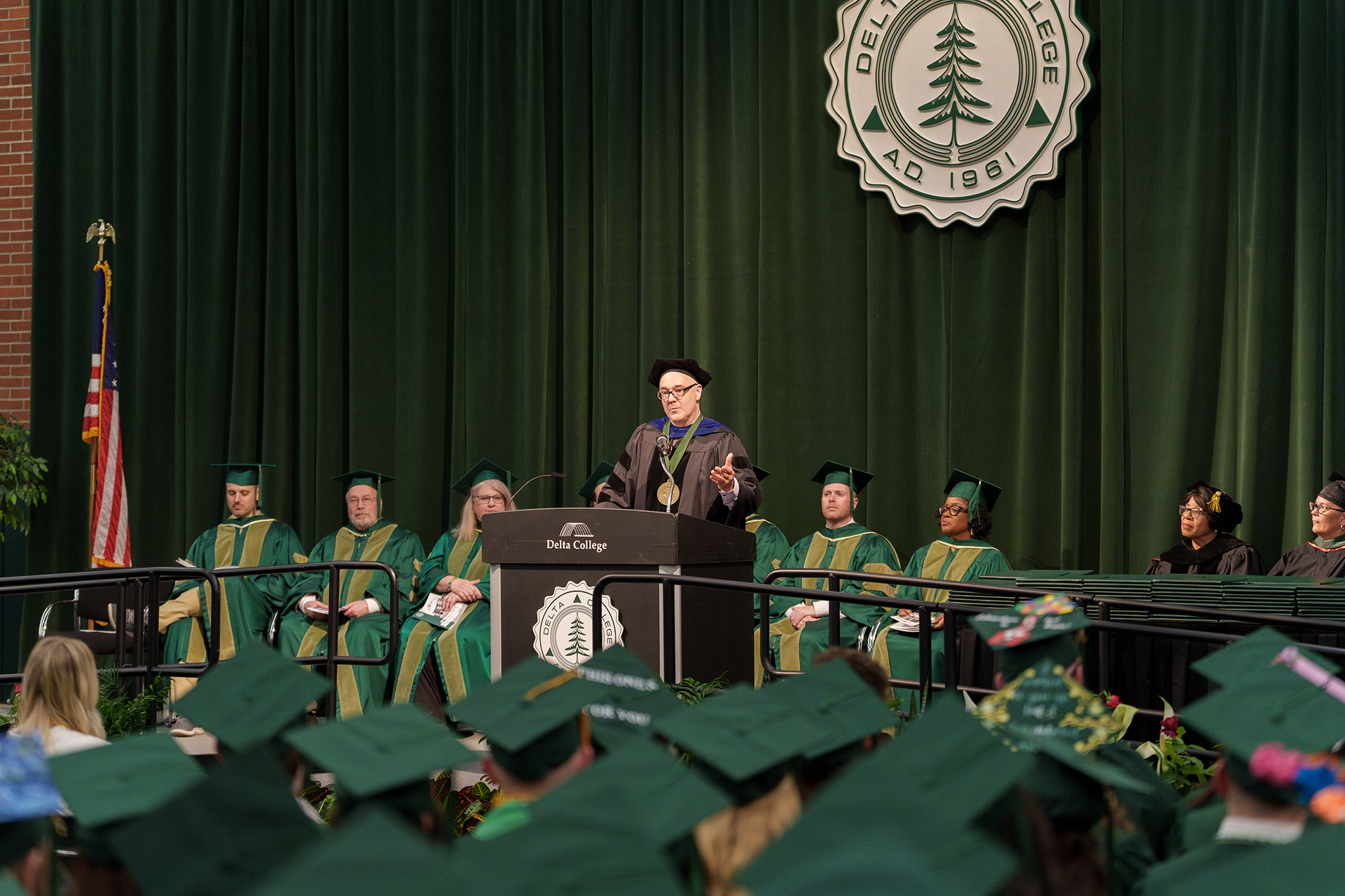 Board seating behind Dr. Gavin at Commencement