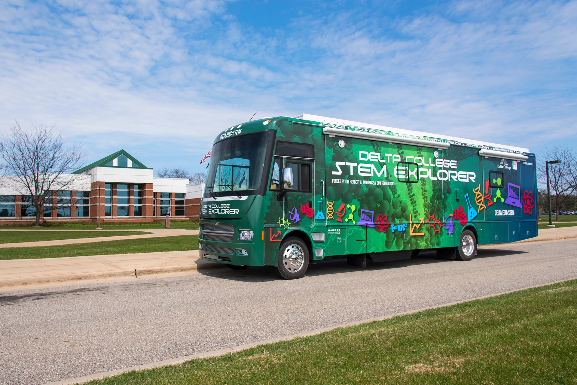 STEM Explorer parked in front of Delta Main Campus
