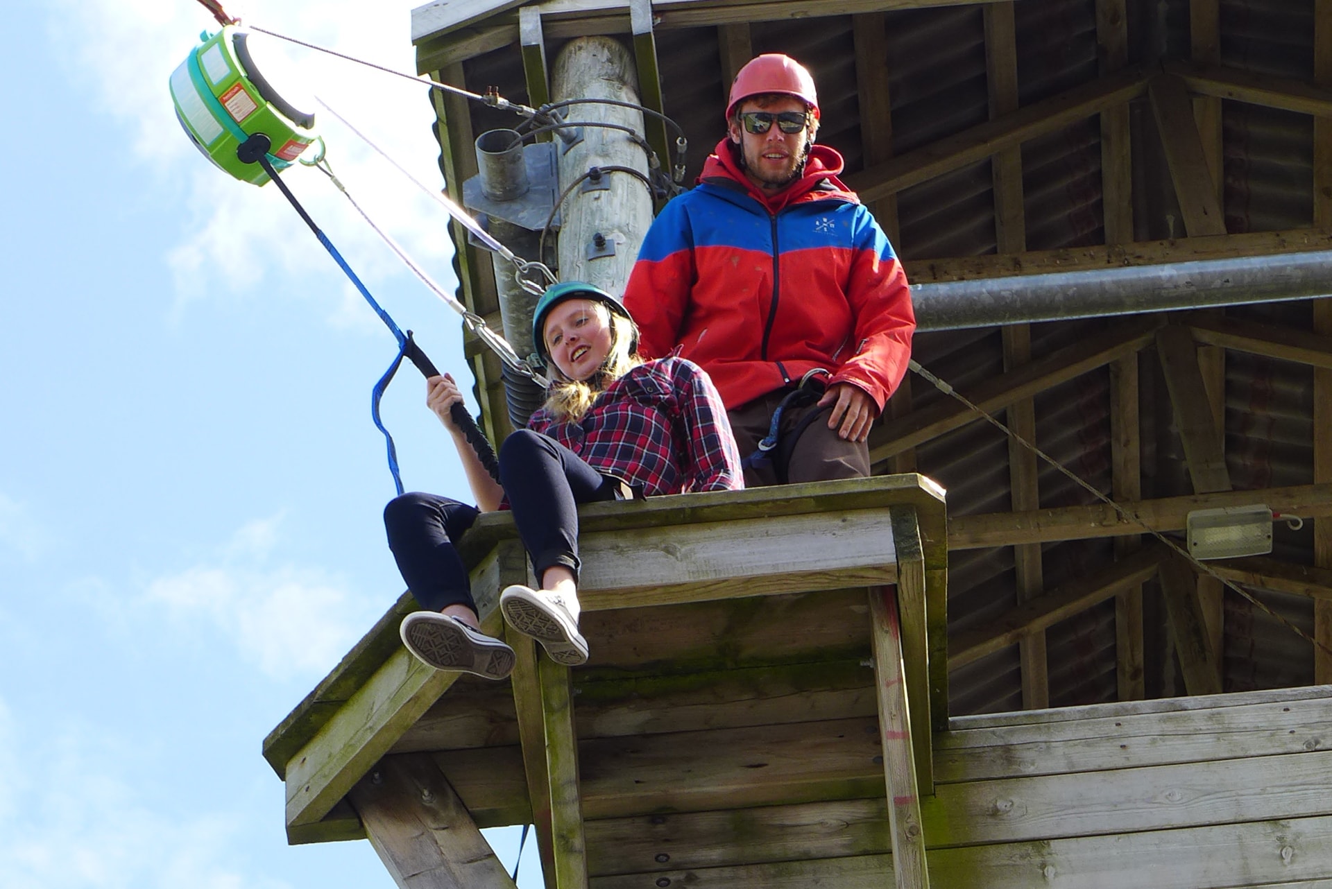 Student zip lining on study abroad trip