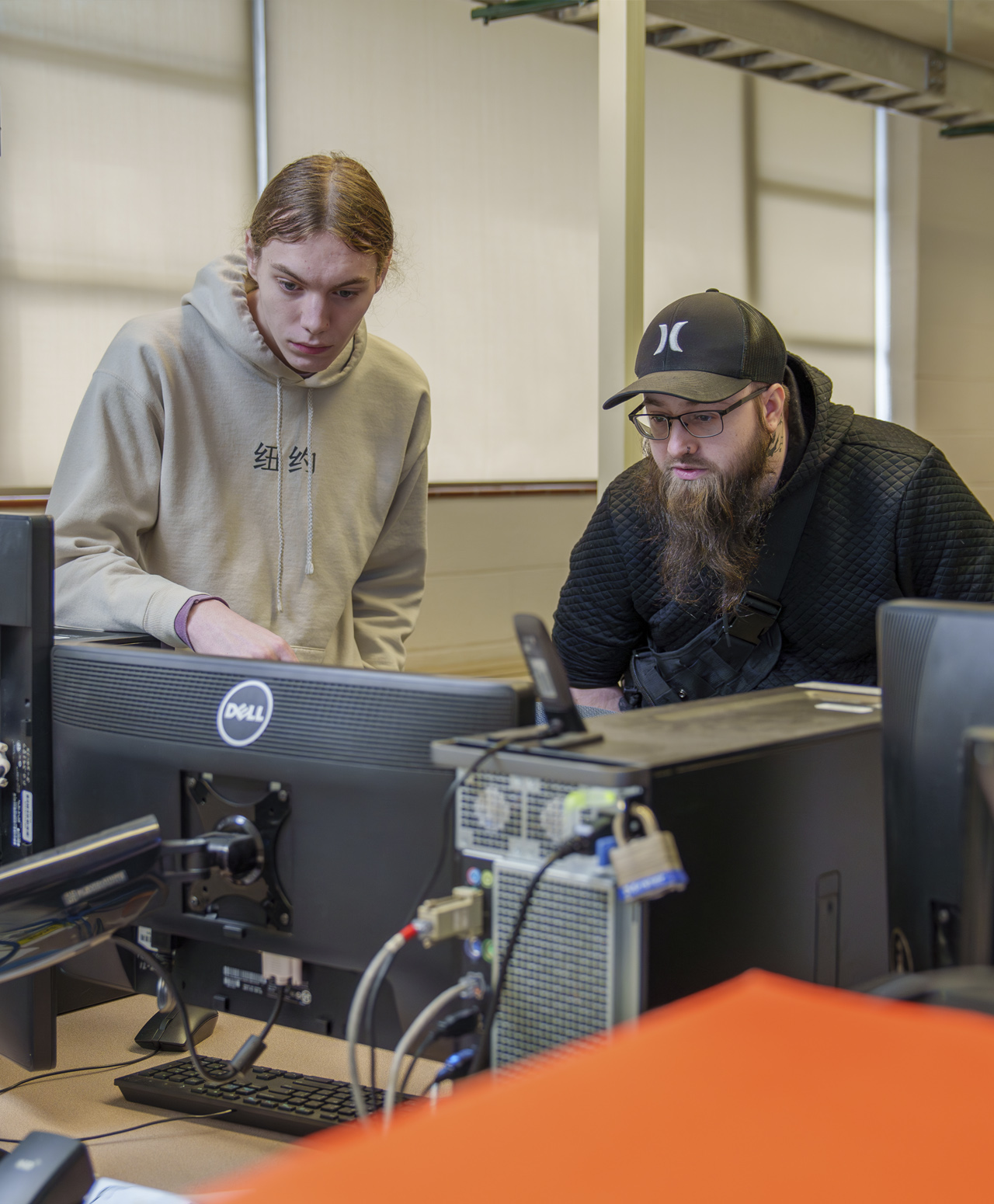 Students working in networking lab